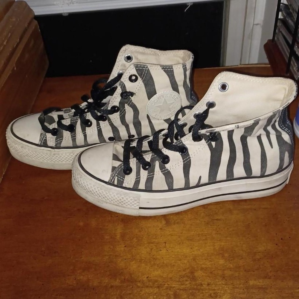 Converse Zebra Print High-Top Sneakers - Black and White